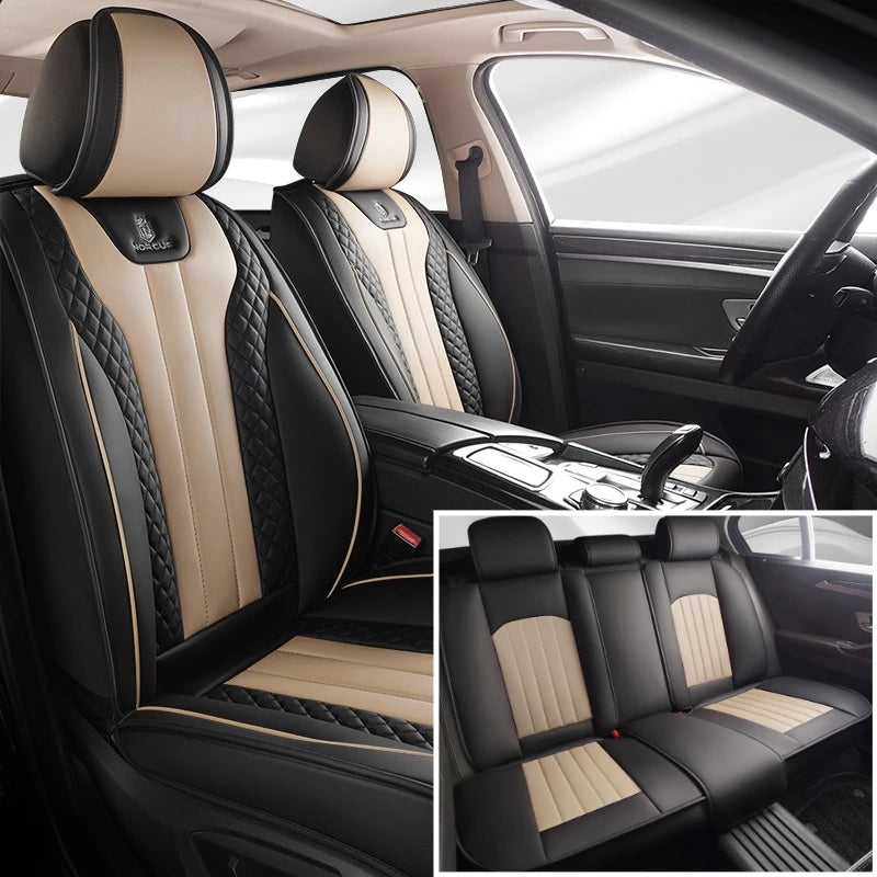 Sporty 5-Seat PU Leather Car Seat Covers | 3D Embroidery, Multi-Layer Comfort Design