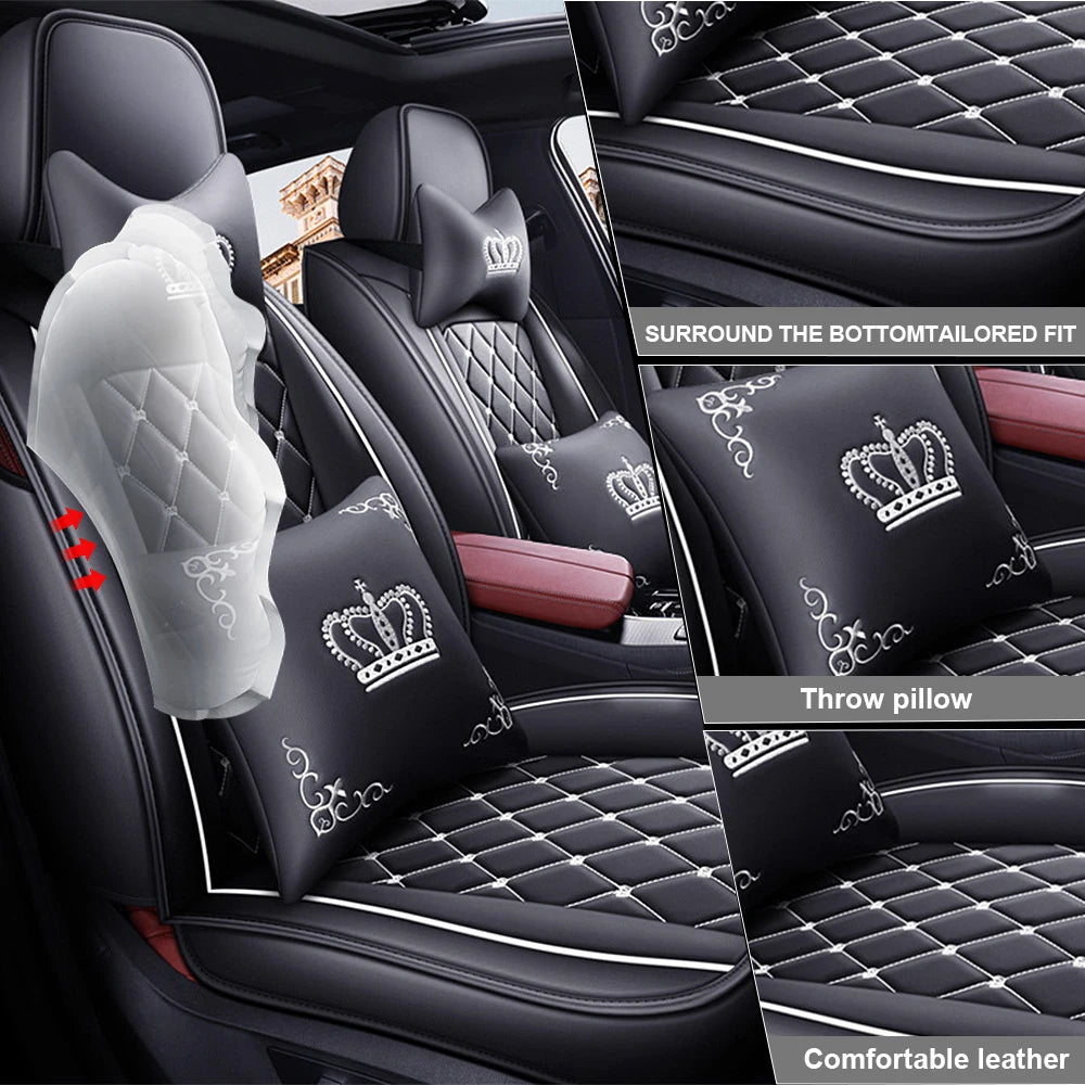 5-Seat PU Leather Car Seat Covers | Universal Full Set Luxury Front & Rear Protection