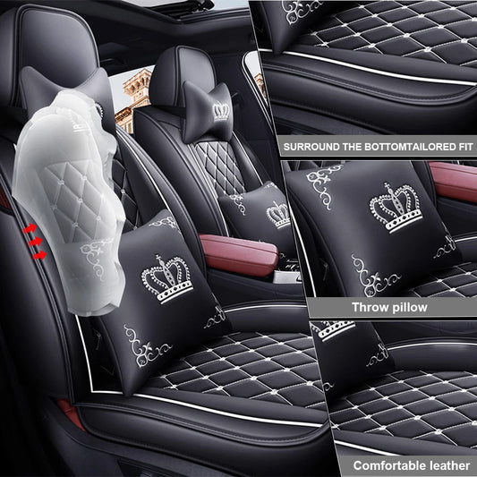 5-Seat PU Leather Car Seat Covers | Universal Full Set Luxury Front & Rear Protection