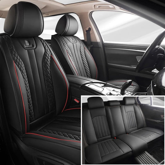 Sporty 5-Seat PU Leather Car Seat Covers | 3D Embroidery, Multi-Layer Comfort Design