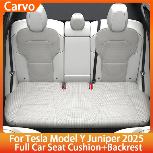 PU Leather Car Seat Protector for Tesla Model Y 2025 | Breathable Split Seat Cushion