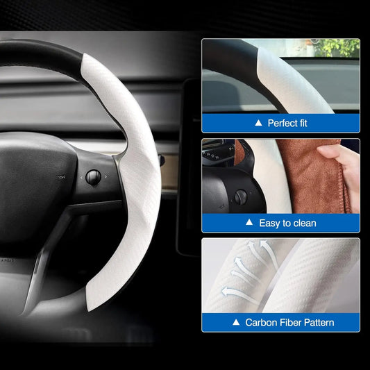 Custom-Fit Carbon Fiber Steering Wheel Cover for Tesla Model 3 & Model Y (2017–2025)