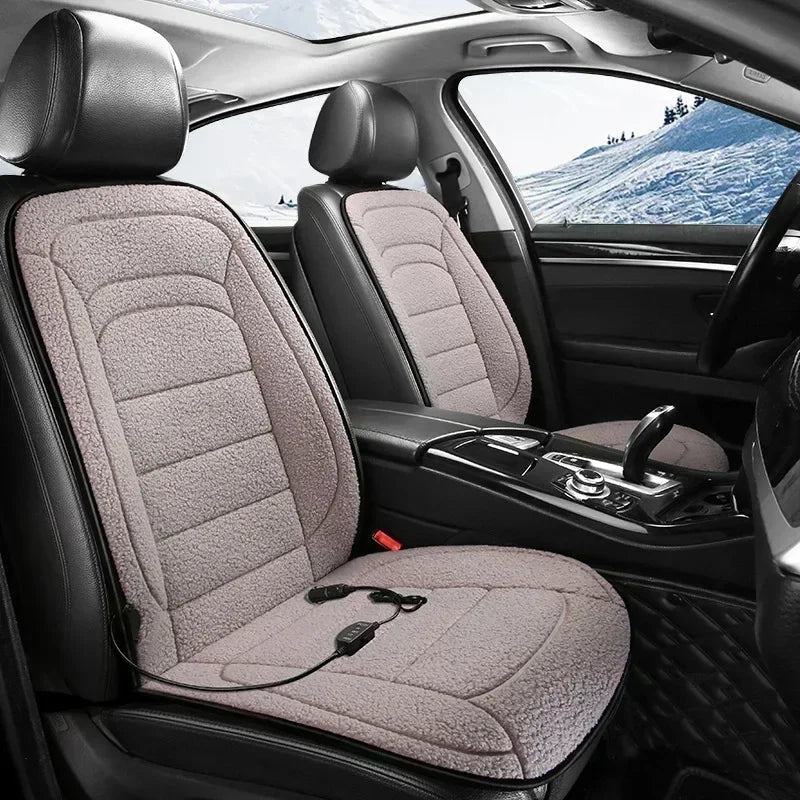 12V Heated Car Seat Cover | Winter Seat Warmer Cushion for Back & Seat