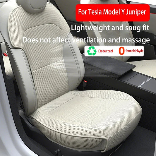 PU Leather Car Seat Protector for Tesla Model Y 2025 | Breathable Split Seat Cushion