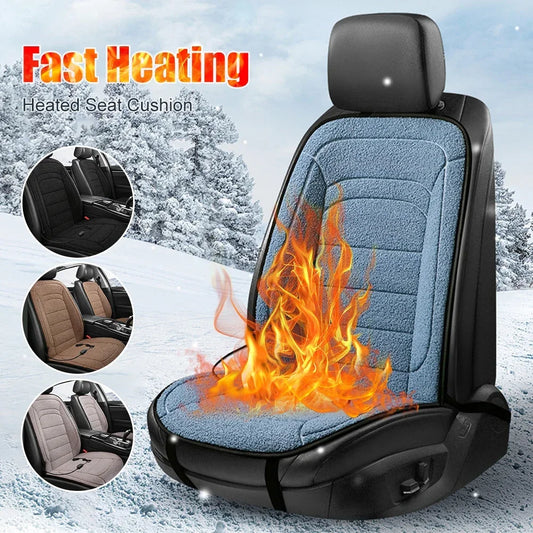 12V Heated Car Seat Cover | Winter Seat Warmer Cushion for Back & Seat
