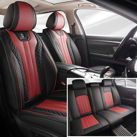 Sporty 5-Seat PU Leather Car Seat Covers | 3D Embroidery, Multi-Layer Comfort Design